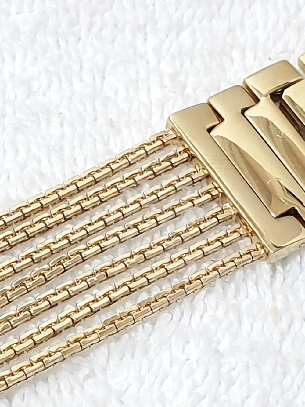 Anne Klein Watch Women's Gold Tone Multi Strand Chain Diamond Watch Silver Dial